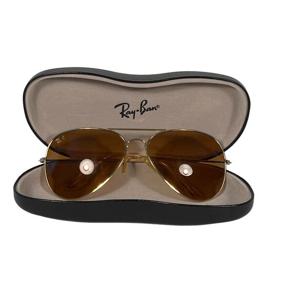 Ray-Ban RB3025 Light Brown Lense Gold Frame Classic Polarized Aviator Sunglasses - Picture 1 of 14
